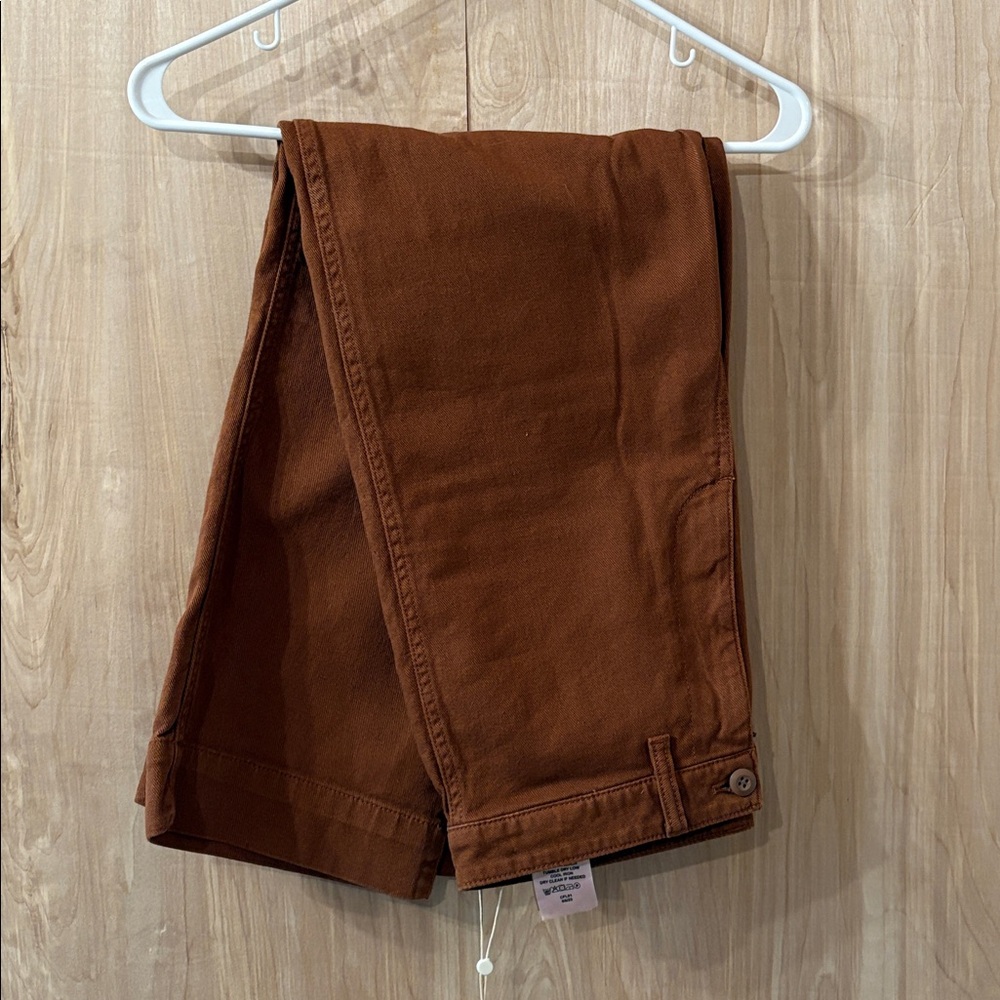 Quince Stretch Cotton Twill Wide-Leg Crop Pant Rust Brown High Rise Summer Sz 28